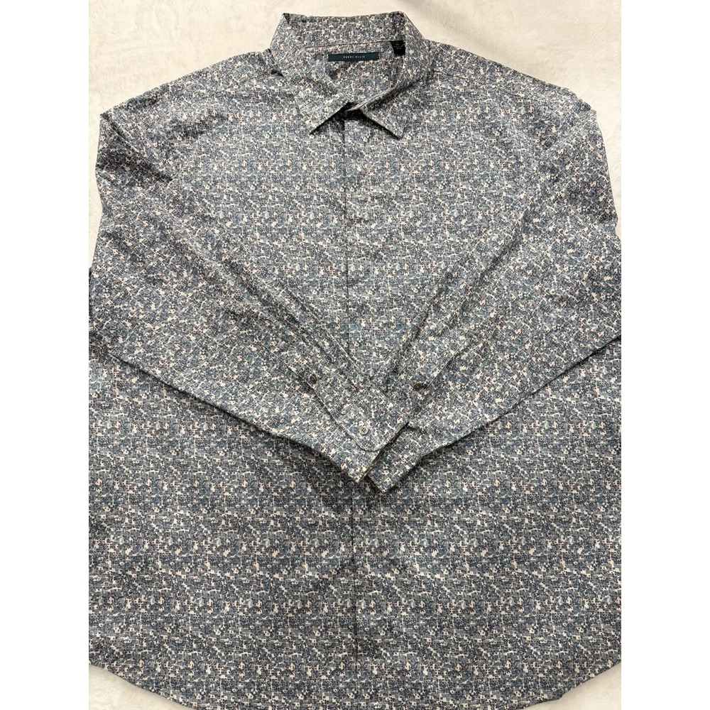 Perry Ellis Mens Shirt Button Up Size 3X All Over Print Long Sleeve Multicolor